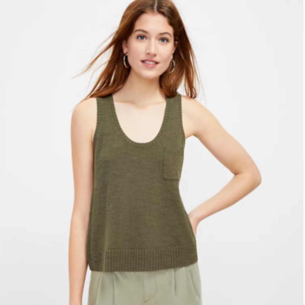 NEW Loft Pocket Sweater Tank Color: Wild Vine